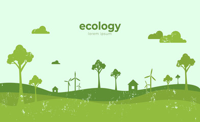 Green eco life flat art style