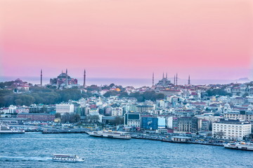 Istanbul at sunset. Mosques