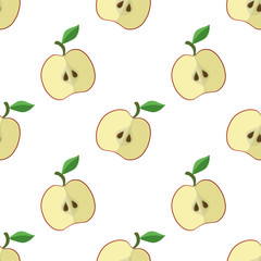 Vector illustration of apples on a light background. Bright seamless pattern with an image of an apple.
