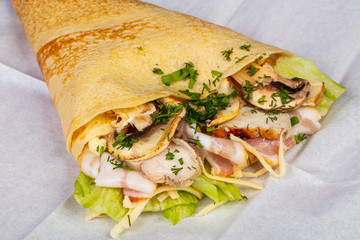 Pancake with ham