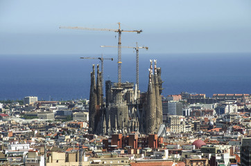 Fototapeta premium Aerial Panorama view of Barcelona city