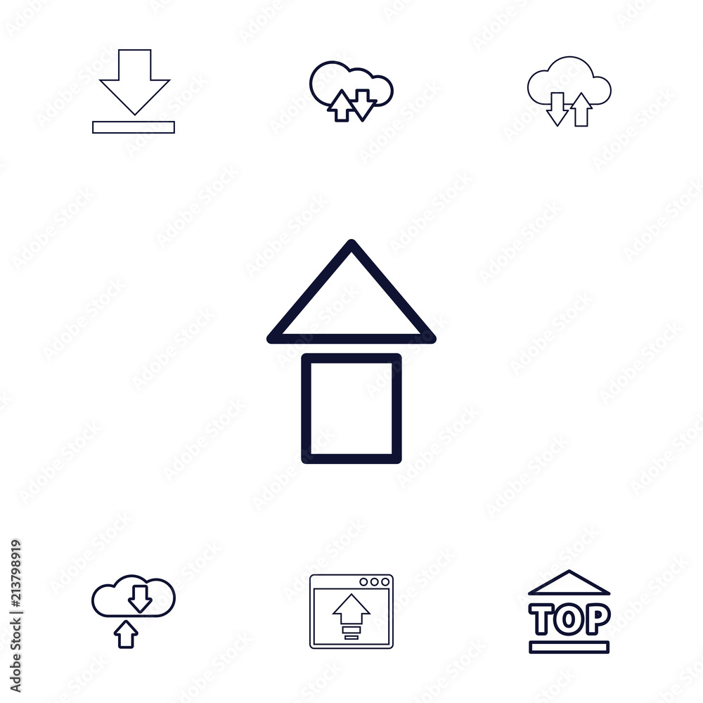 Poster collection of 7 upload outline icons