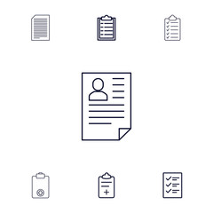 Collection of 7 clipboard outline icons