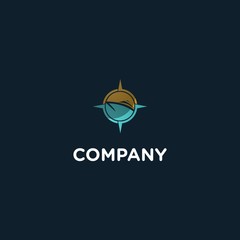 Speed Boat Compass Circle Creative Abstract Traveling Logo Design Template Element Vector