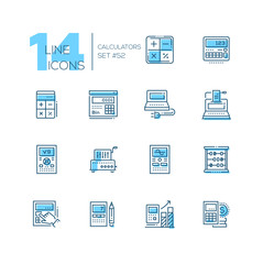 Calculators - modern line design icons set