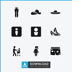 Collection of 9 women filled icons