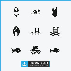 Collection of 9 swimming filled icons