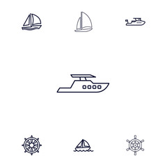Collection of 7 yacht outline icons