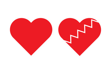 Red heart shape vector on white background