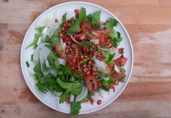 Ingredients prepare for Thai spicy salad