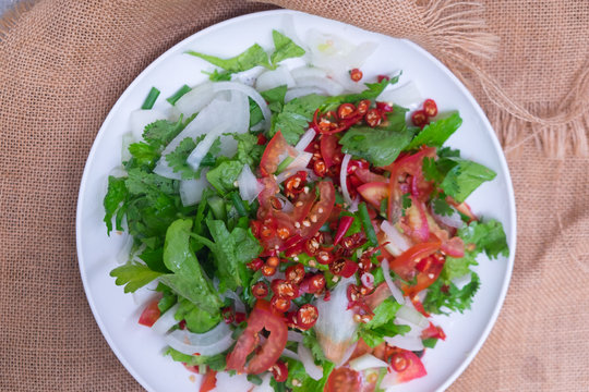 Ingredients prepare for Thai spicy salad