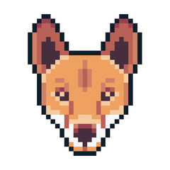 Pixel art dingo icon isolated on white background.