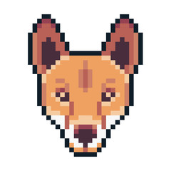Fototapeta premium Pixel art dingo icon isolated on white background.
