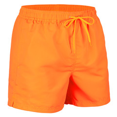 Orange men shorts for swimming isolated on white background