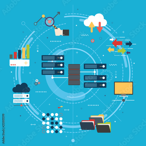 Network Server Of Computers And Business Intelligence Database