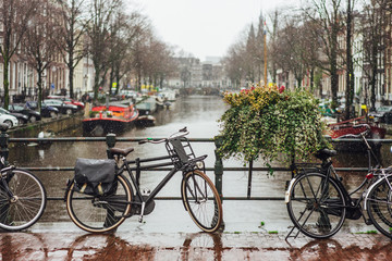 Fototapeta na wymiar Bike on day light during the rain.