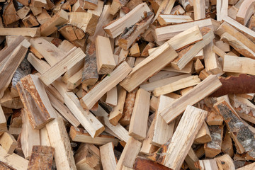 A pile of punctured firewood.