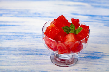 Pieces of watermelon and mint