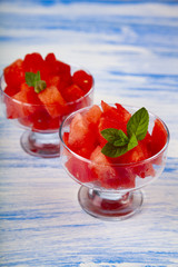 Pieces of watermelon and mint