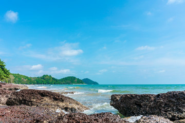 Beautiful Tropical Beach blue ocean background Summer view Sunshine at Sand and Sea Asia Beach Thailand Destinations 