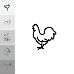 Fototapeta na wymiar Collection of 6 cock outline icons