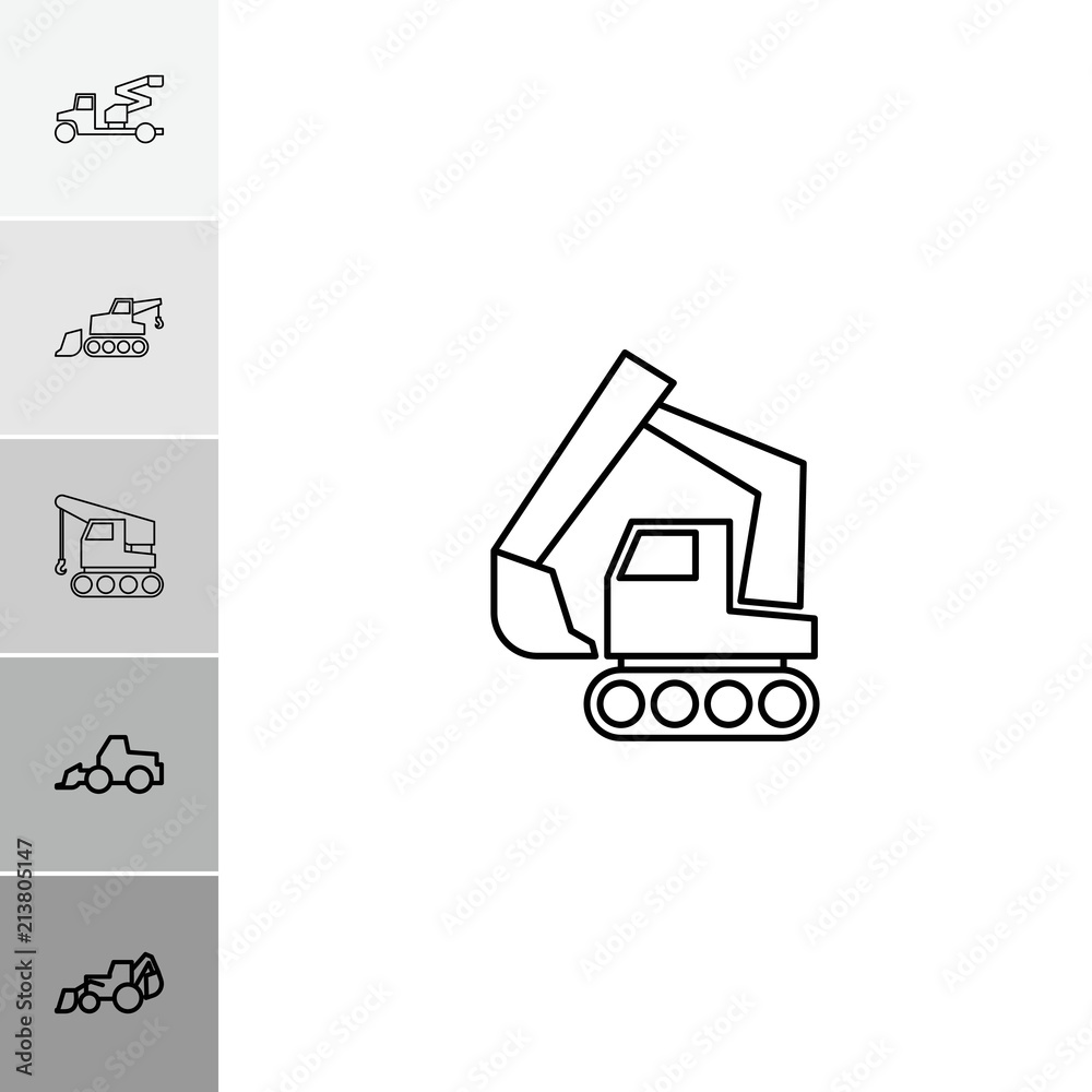 Poster collection of 6 excavator outline icons