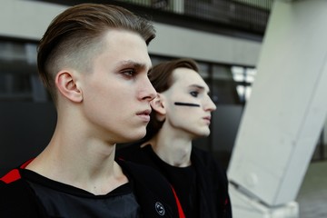 Fototapeta premium two young male fashion models posing 