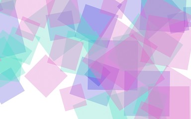 Multicolored translucent squares on white background. Red tones. 3D illustration