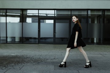 gorgeous  young woman in stylish clothes posing 