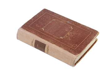 Book in a brown cover isolated on white background. Front view.