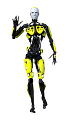 3D Rendering Male Robot on White