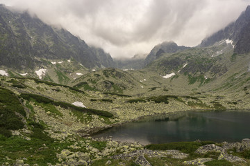 Naklejka na ściany i meble Batizovske Pleso and surrounding peaks. High Tatra Mountains. Slovakia.