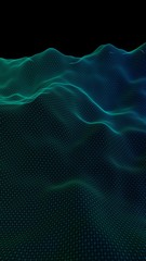 Abstract landscape background. Cyberspace grid. Hi-tech network. Vertical image orientation. 3D illustration