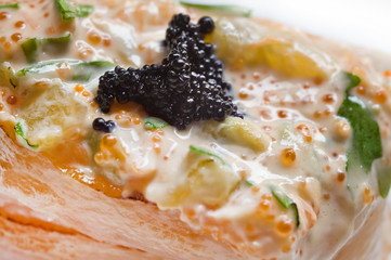 black caviar macro background, Japanese food