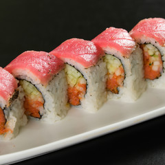 Sushi on a white plate