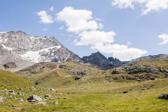 Silvaplana, Corvatsch, H&ouml;henweg, Wasserweg, Wanderweg, Furtschellas, Piz Mezdi, Piz Surlej, Oberengadin, Alpen, Graub&uuml;nden, Sommer, Schweiz