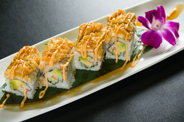 Sushi on a white plate