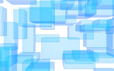 Blue and white abstract digital and technology background. The pattern with repeating rectangles. 3D illustration