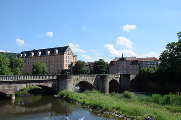 Fototapeta premium Werra und Welfenschloss in Hannoversch Münden