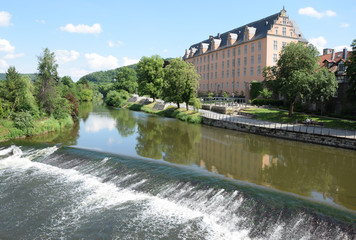 Fototapeta premium Werra und Welfenschloss in Hannoversch Münden