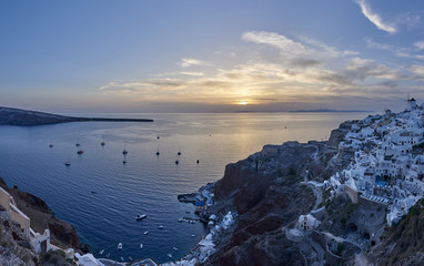 Greece. Santorini. The city of Oia. The sun went down