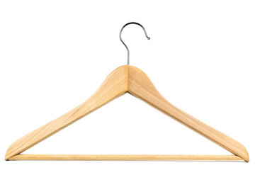 Wooden clothes hanger / coat hanger. Potential copy space inside and above hanger.