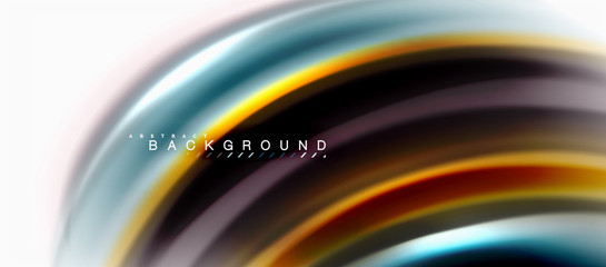 Fluid liquid mixing colors concept on light grey background, curve flow, trendy abstract layout template for business or technology presentation or web brochure cover, wallpaper