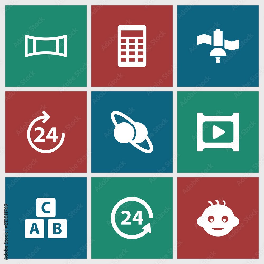 Poster Collection of 9 glossy filled icons