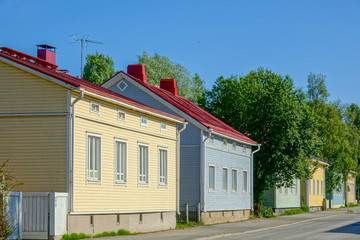 Wooden housing in Raksila, Oulu, Finland