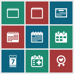 Collection of 9 date filled icons