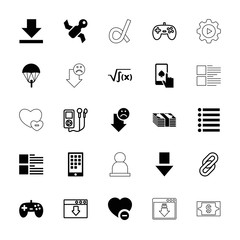 Collection of 25 app filled and outline icons