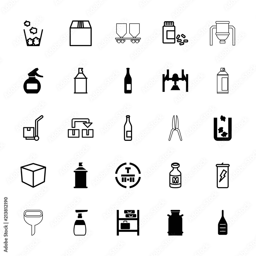 Canvas Prints Collection of 25 container filled and outline icons