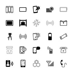 Collection of 25 cell filled and outline icons