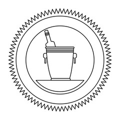 wine bottle in bucket seal stamp vector illustration design